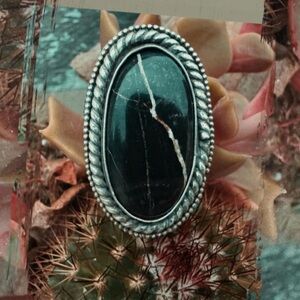 Genuine Black Jack Turquoise adjustable Ring